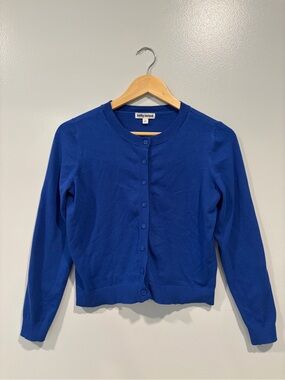 kathy ireland Blue Crewneck Button-Front Cardigan